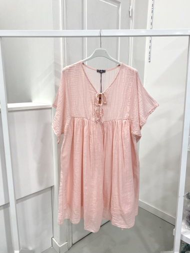 Wholesaler NOS - Short plain cotton dress with bows