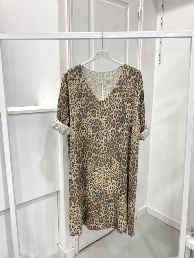 Grossiste NOS - Robe courte imprimé léopard lurex