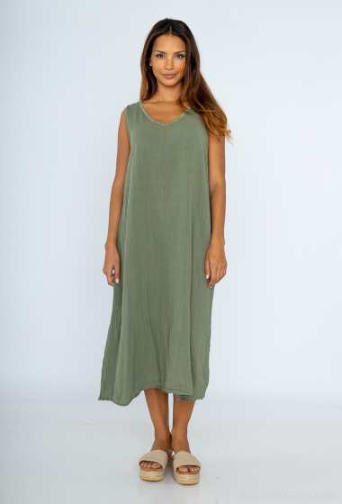 Großhändler NOS - Kleid aus Lurex-Baumwolle mit V-Ausschnitt
