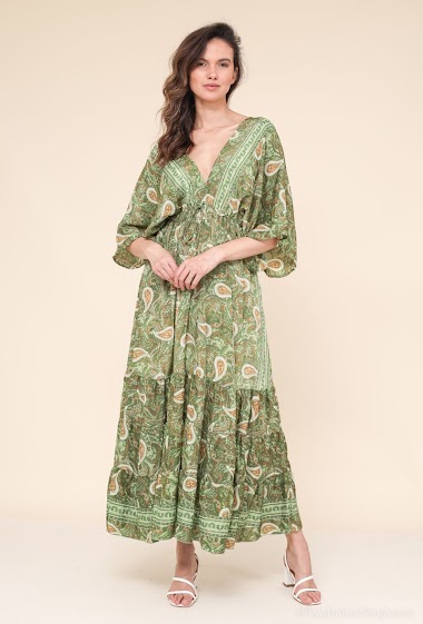 Wholesaler NOS - Long printed dress with gold effect