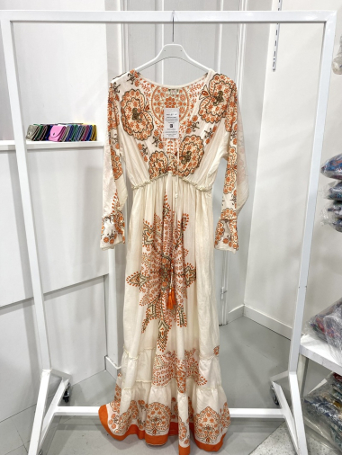 Wholesaler NOS - Long cotton dress with embroidered sequins