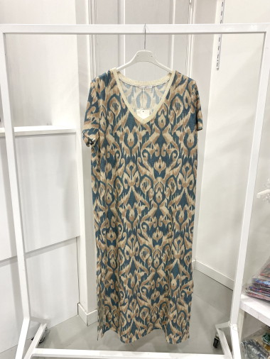 Großhändler NOS - Kurzarm-Lurex-Kleid mit Aufdruck