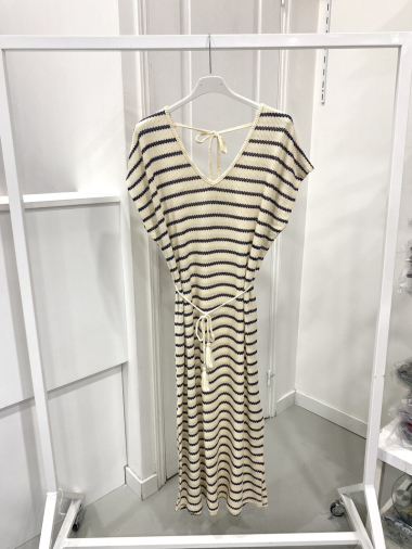 Wholesaler NOS - Striped silver lurex dress