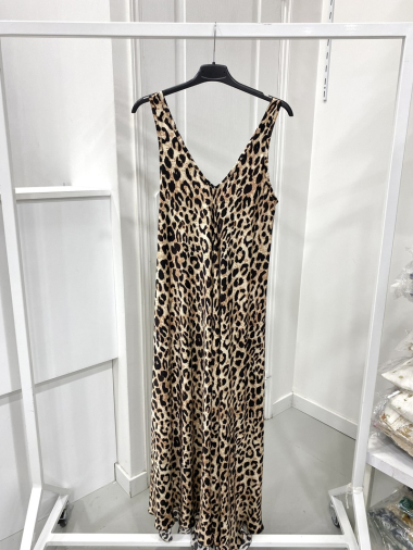 Großhändler NOS - Kleid aus Satin-Viskose mit Leopardenmuster