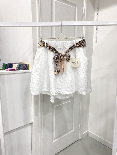 Wholesaler NOS - Linen shorts with leopard belt
