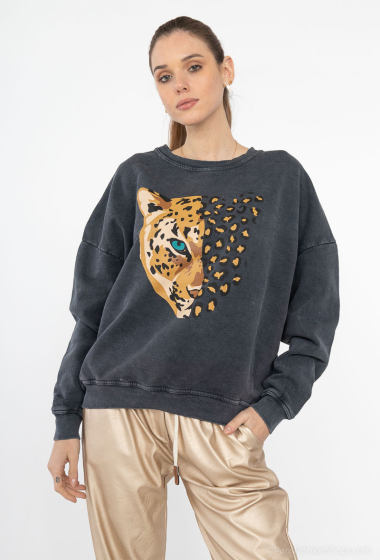 Großhändler NOS - Sweatshirt mit Leopardenmuster