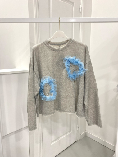 Großhändler NOS - Sweatshirt aus silberner Lurex-Baumwolle