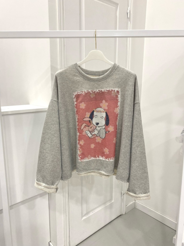 Wholesaler NOS - Light silver lurex sweatshirt with pattern
