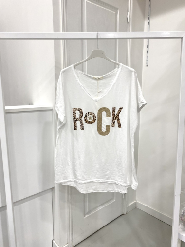 Grossiste NOS - T - shirt avec motif " ROCK " léopard