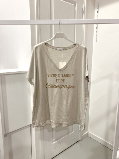 Großhändler NOS - T-Shirt mit „Live on Love and Champagne“-Motiv