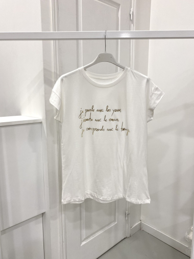 Großhändler NOS - Weißes bedrucktes T-Shirt mit Muster
