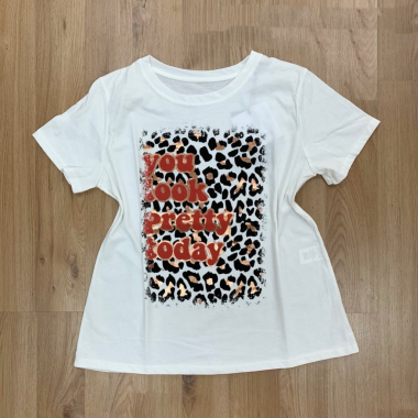 Großhändler NOS - Weißes T-Shirt mit Leopardenmuster