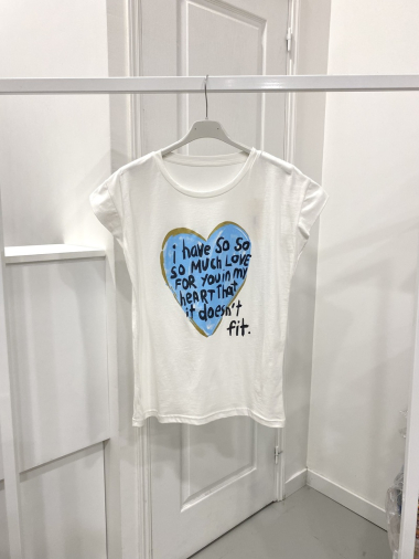 Mayorista NOS - Camiseta blanca con estampado de “corazones”