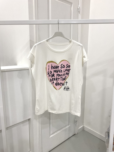 Großhändler NOS - Weißes T-Shirt mit „Herz“-Muster