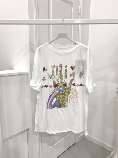 Großhändler NOS - Weißes T-Shirt mit Muster
