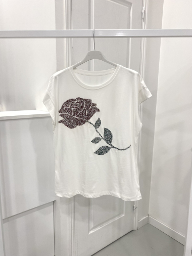 Grossiste NOS - T - shirt blanc "diamant rose"