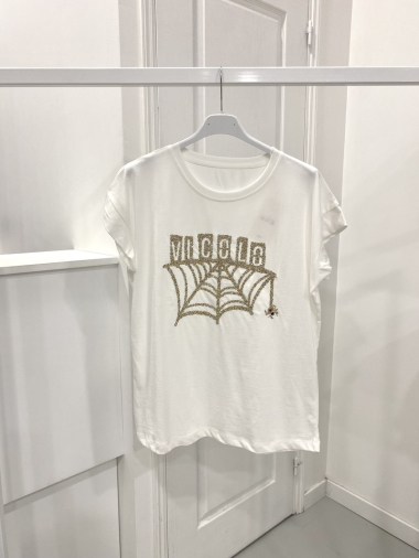 Grossiste NOS - T - shirt blanc " diamant toile d'araignée"