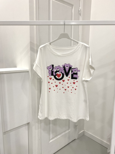 Großhändler NOS - Weißes T-Shirt aus bedruckter Baumwolle