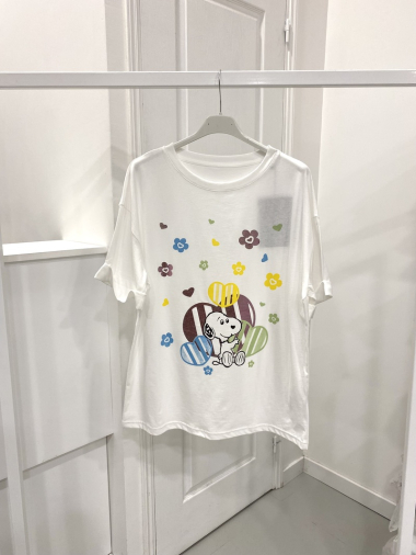Wholesaler NOS - White cotton t-shirt with pattern