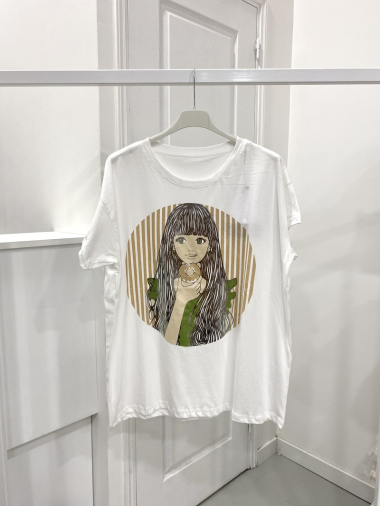 Großhändler NOS - Weißes T-Shirt mit „Mädchen“-Aufdruck