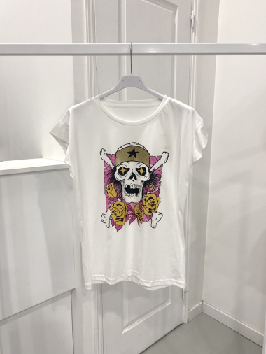 Großhändler NOS - Weißes „Totenkopf“-T-Shirt