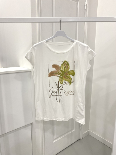 Grossiste NOS - T - shirt blanc motif fleur