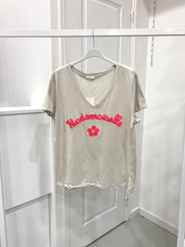 Grossiste NOS - T - shirt brodé " mademoiselle"