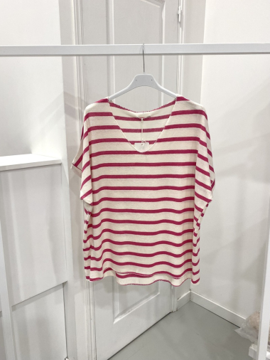 Wholesaler NOS - Striped cotton v-neck T-shirt