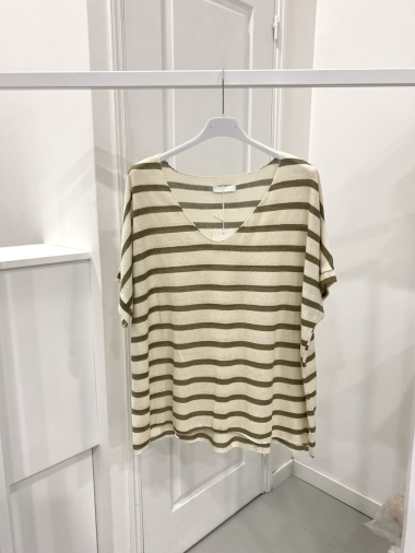 Wholesaler NOS - Striped cotton v-neck T-shirt