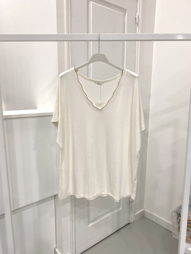 Wholesaler NOS - Knitted cotton v-neck T-shirt