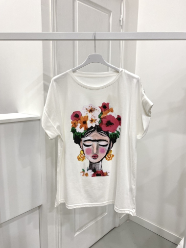 Grossiste NOS - T -shirt délavé à imprimé "fille"