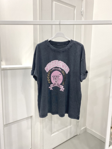 Großhändler NOS - Ausgebleichtes T-Shirt mit Aufdruck