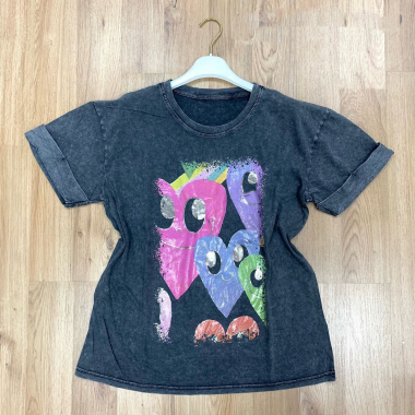 Großhändler NOS - Bedrucktes T-Shirt aus gewaschener Baumwolle