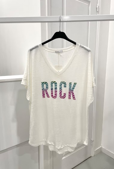 Mayorista NOS - "ROCK" pattern linen t-shirt