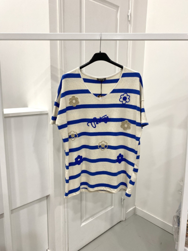 Wholesaler NOS - Striped T-shirt with embroidery designs