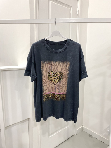Grossiste NOS - T - shirt léopard cœur