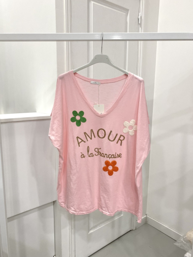 Großhändler NOS - T-Shirt mit „French Love Flower“-Muster