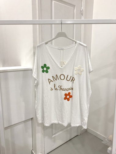 Grossiste NOS - T - shirt motif "amour à la Française fleur"