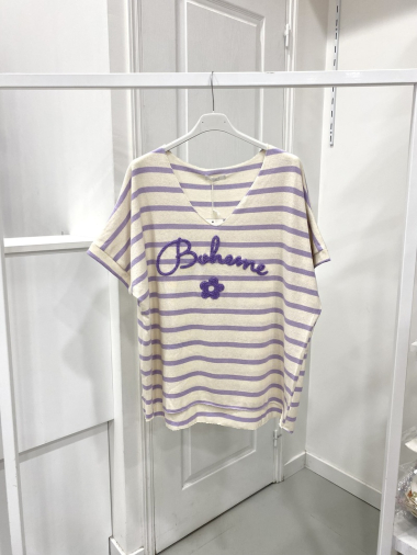 Wholesaler NOS - Striped T-shirt with embroidered “boheme” lettering
