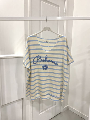 Wholesaler NOS - Striped T-shirt with embroidered “boheme” lettering