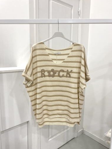 Grossiste NOS - T - shirt raye avec motif "rock"
