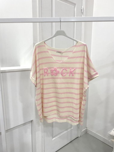 Großhändler NOS - Gestreiftes T-Shirt mit „Rock“-Muster