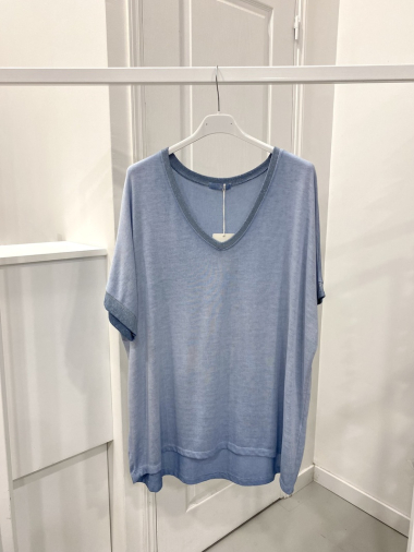 Wholesaler NOS - Plain v-neck lurex T-shirt