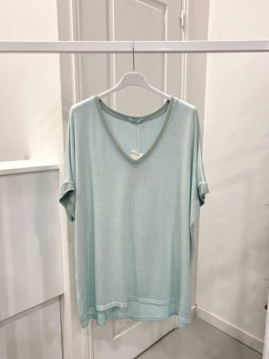 Wholesaler NOS - Plain v-neck lurex T-shirt