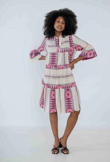 Wholesaler NOTA BENE - Short graphic knitted dress
