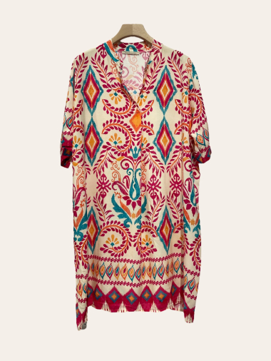 Wholesaler NOTA BENE - Printed dress, mid-length, short sleeves
