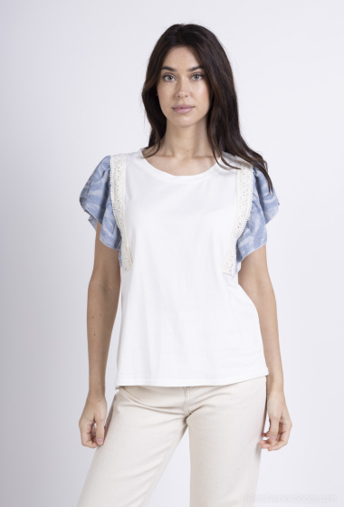 Wholesaler NOTA BENE - T-shirt with shoulder patterns