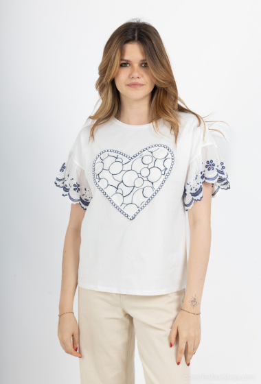 Großhändler NOTA BENE - Herz-T-Shirt mit Stickerei