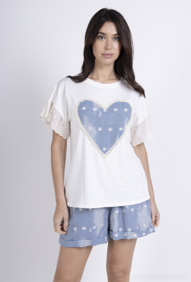 Mayorista NOTA BENE - Camiseta corazón con bordado