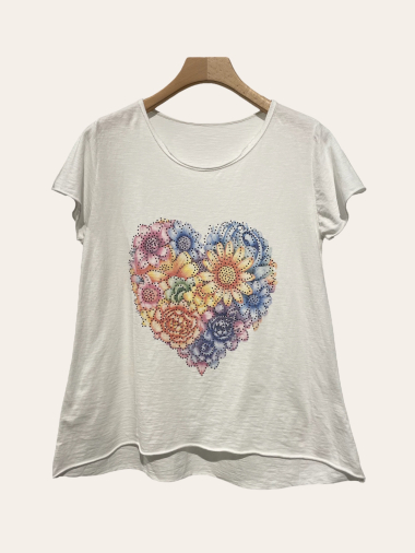 Grossiste NOTA BENE - T-shirt cœur fleuri